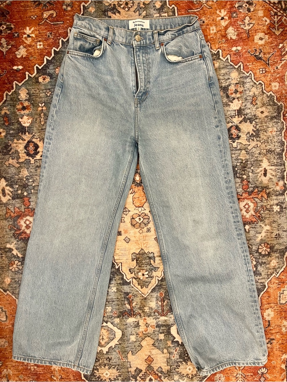 Reformation Light Blue Straight-Leg Jeans